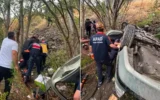Kontrolden çıkan otomobil dere kenarına devrildi: 1 ölü, 4 yaralı